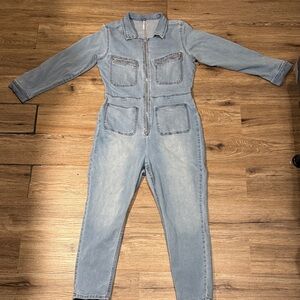 Free People Lennox Jumpsuit in Light Blue Denim Size XL